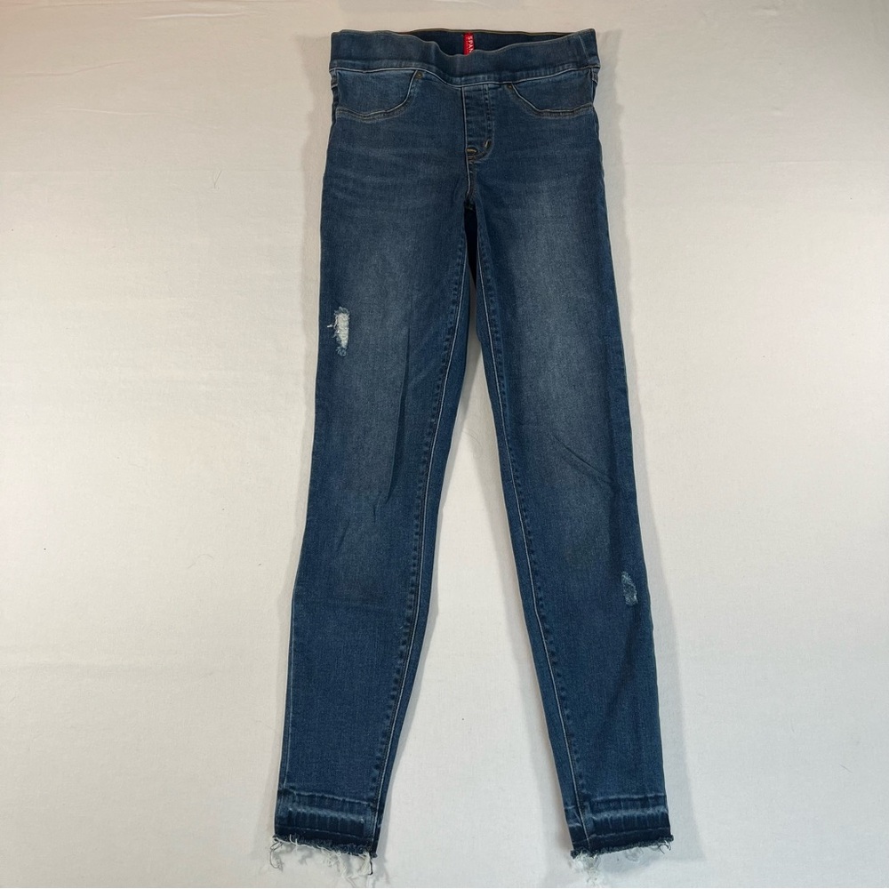 Spanx Blue Distressed Ankle Skinny Denim Medium Wash Women’s Jeans Pants Size XS